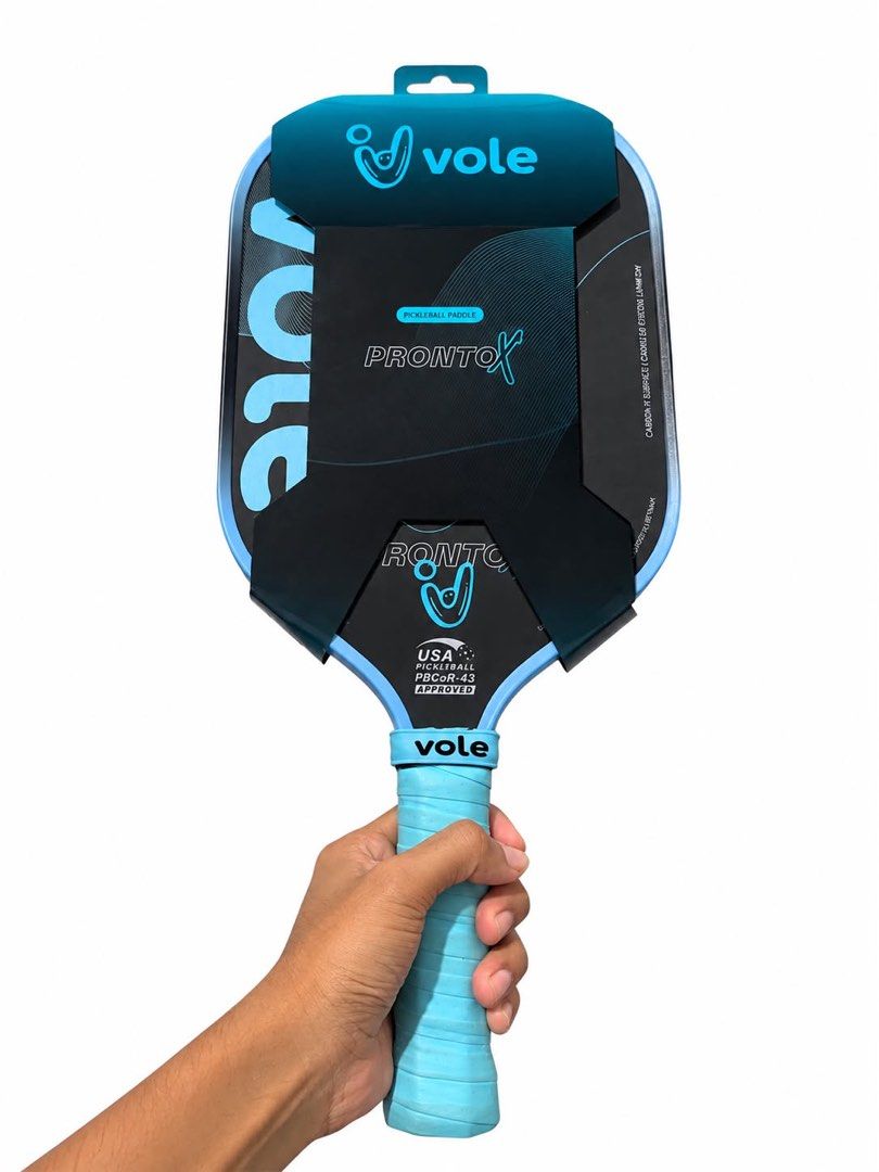 Vole Pronto X Pickleball Paddle Blue (Category: Racket and Ball Sports) located in Tacloban City. Submitted by jco0o0 (Listing ID 1464890229, Image 2). Description: Model: Vole Pronto X Pickleball Paddle Certification: USA Pickleball PBCo-43 approved Condition: Brand new, comes with original cardboard head cover and protective packaging.
