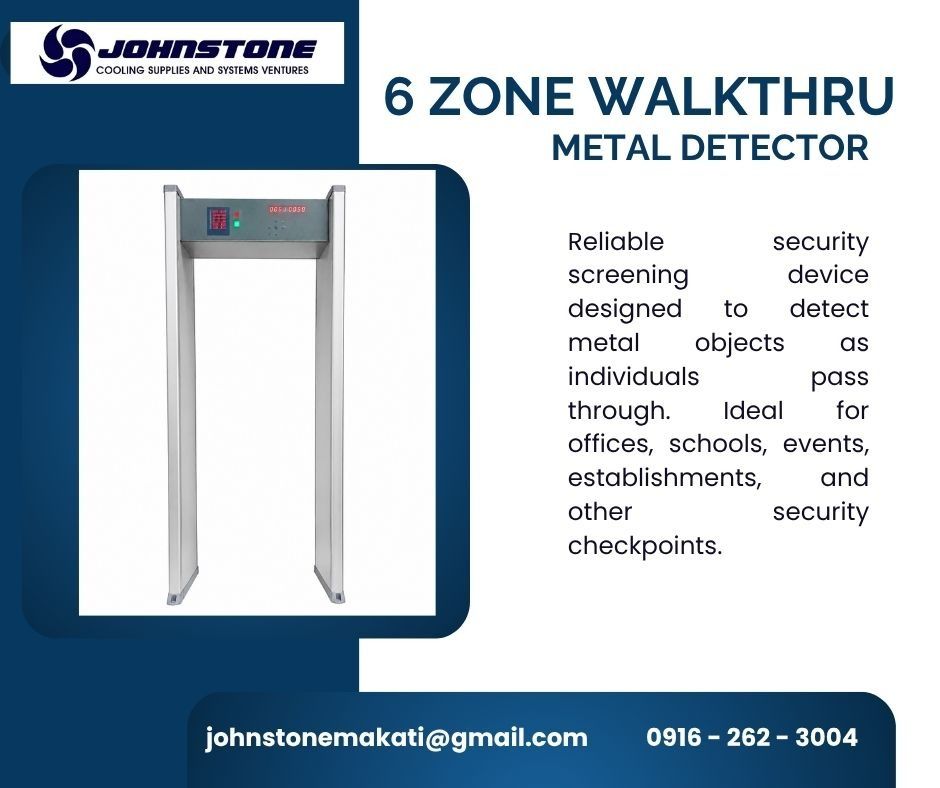 WalkThrough Metal Detector (Category: Security Systems & CCTV Cameras) located in Makati City. Submitted by johnstone_mkt (Listing ID 1464792110, Image 1). Description: Indoor Metal Detector - 6 High-Accuracy Detection Zones - Ideal for High Traffic Screening - Audio and LED Alarm Indicators - User-Friendly and Easy to Operate - Safe and Reliable Performance - Sleek Silver Design - Perfect for Offices, Schools, Events, and Public Facilities 🛡️ B