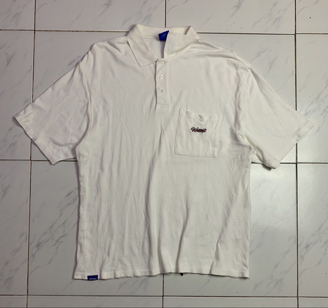 Wassup polo shirt (Category: Tshirts & Polo Shirts ) located in Davao. Submitted by frnzy05 (Listing ID 1464830907, Image 1). Description: Wassup side pocket polo Size - Large on tag Width - 23.5 Length - 29 Issues - yellow stain sa collar Color rate - 9.5/10 Condition - Very Good 449 + sf.