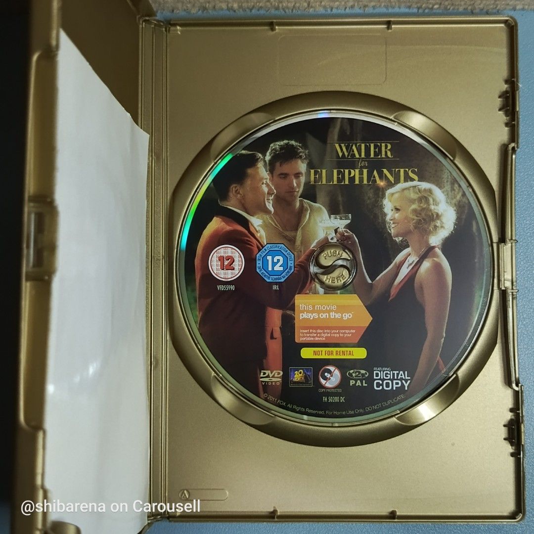 Water for Elephants DVD - Region 2 PAL (Category: CDs & DVDs) located in Cebu City. Submitted by shibarena (Listing ID 1464880498, Image 3). Description: - Water for Elephants DVD - Region 2 PAL (Pre-owned) - Starring Reese Witherspoon, Robert Pattinson and Christoph Waltz ⚠️ Please ensure your DVD player supports Region 2 (PAL) before purchase..