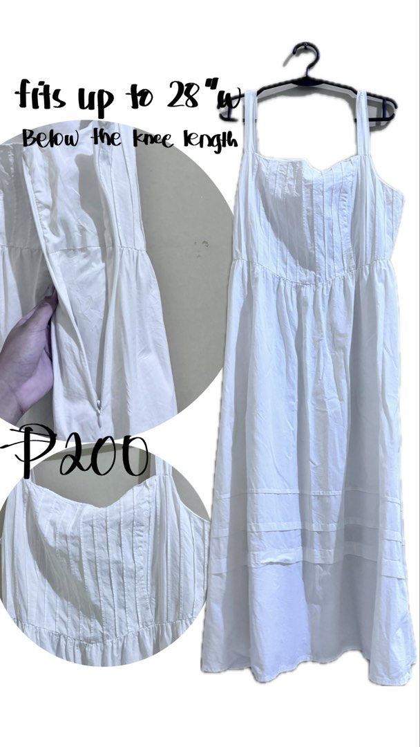 White linen dress (midi) (Category: Dresses) located in Manila. Submitted by hellobarbieeee (Listing ID 1464903816, Image 1). Description: info in pic :) price nego. msg me for inquiries loc: dlsu taft (daily) / bgc (wed,thu) / megamall (mon,tue) mod: lalamove / jnt / meetup.