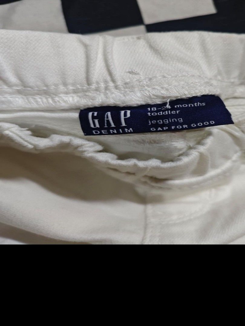 White stretch pants for kids (Category: Jeans) located in Pasig City. Submitted by love_happybee (Listing ID 1464890082, Image 2). Description: - Color: Solid white - Material: Clean white denim - Waistband: Stretchy and elastic for easy pull-on and take-off - Pockets: Faux front pockets and real back pockets - Extras: Functional belt loops included - Styling: Simple, versatile basic piece that easily matches most tops.