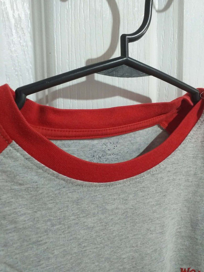 Wolf Forever Raglan T-shirt Grey Red (Category: Tshirts & Polo Shirts ) located in Santiago. Submitted by pepa_closet (Listing ID 1464883364, Image 2). Description: - Color: Grey with contrasting red raglan sleeves and collar - Design: Small red 'WOLF FOREVER' print on upper left chest - Fit: Standard crew neck cut, short sleeves - Material: Comfortable cotton blend fabric.