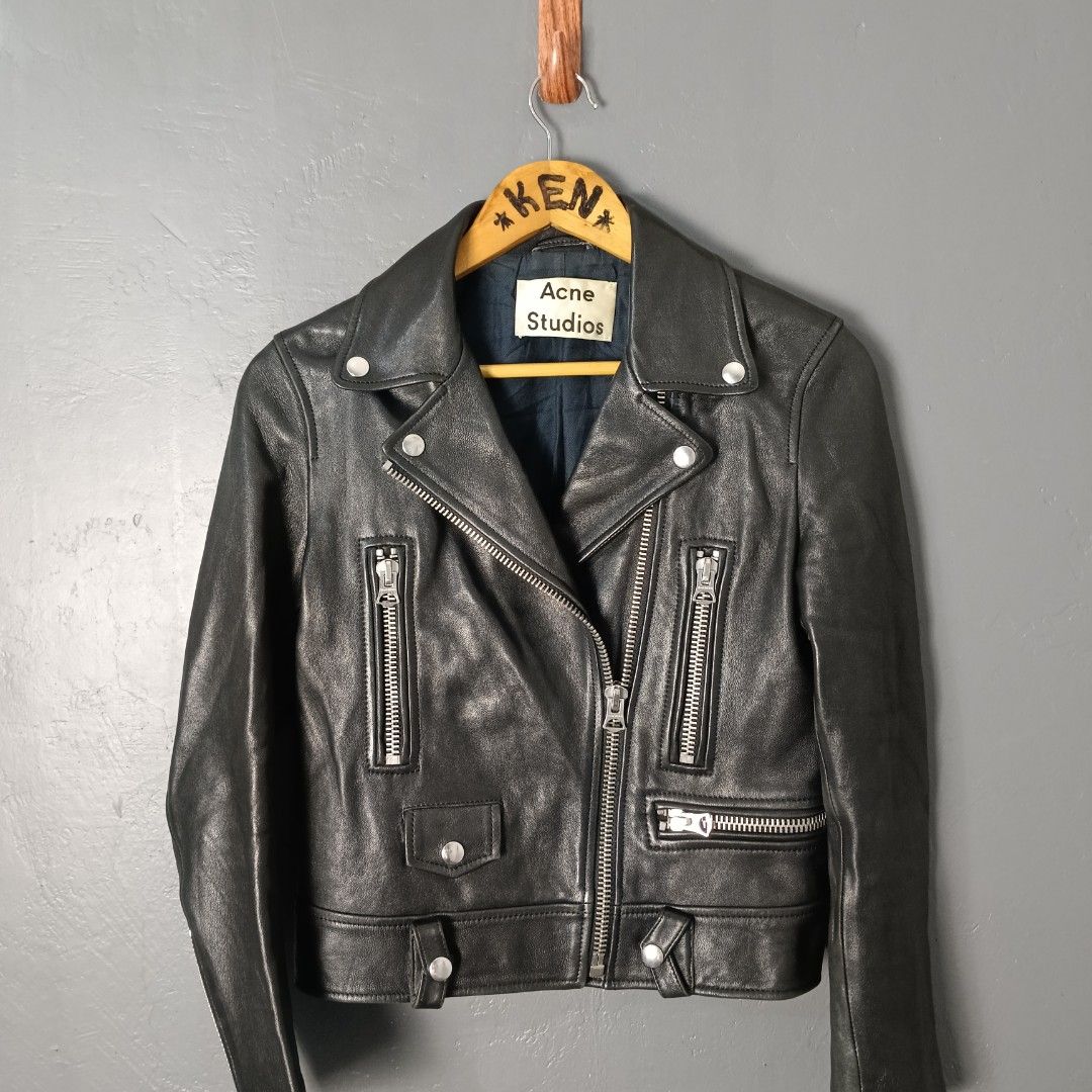 Women's - Acne Studios (Category: Coats, Jackets and Outerwear) located in Bacolod City. Submitted by drop.ph (Listing ID 1464881938, Image 1). Description: Acne Studios - Mock Leather Biker Jacket *Size XS - 16.5 - Width, 19.5 - Length 15 - Shoulder, 21.5 - Sleeve *Minor signs of usage, Missing leather belt *Overall still in excellent condition *Price: 15,000php *Add SF if outside Bacolod City.