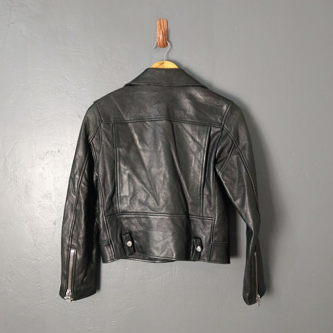 Women's - Acne Studios (Category: Coats, Jackets and Outerwear) located in Bacolod City. Submitted by drop.ph (Listing ID 1464881938, Image 3). Description: Acne Studios - Mock Leather Biker Jacket *Size XS - 16.5 - Width, 19.5 - Length 15 - Shoulder, 21.5 - Sleeve *Minor signs of usage, Missing leather belt *Overall still in excellent condition *Price: 15,000php *Add SF if outside Bacolod City.