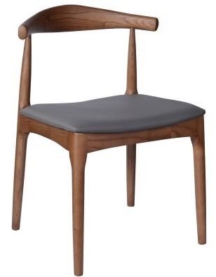 Wooden dining chair with grey cushion (Category: Chairs) located in Quezon City. Submitted by allnorthpurchasing (Listing ID 1464856482, Image 1). Description: - Material: Solid wood frame with dark walnut finish - Cushion: Comfortable grey upholstered seat - Design: Classic retro silhouette with tapered legs - Versatile: Perfect as a dining chair or study/office desk chair - Style: Clean and neutral, easy to match with any home interior - Condit
