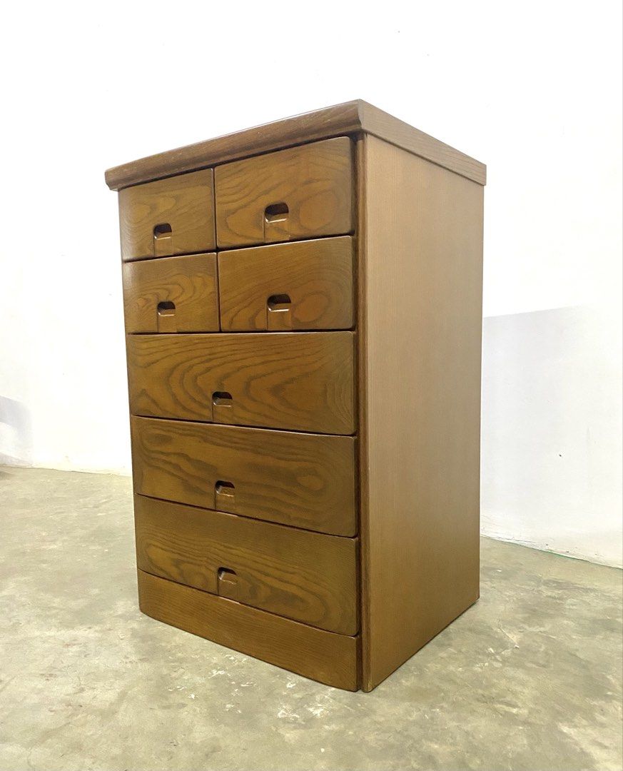 Wooden Multi-Drawer Cabinet Storage Chest (Category: Shelves, Cabinets & Racks) located in Santa Rosa. Submitted by annie_annie83 (Listing ID 1464873206, Image 3). Description: - Material: Solid wood with rich grain finish - Storage: 6 stacked drawers (4 upper compartments, 3 wider lower drawers) - Design: Clean structure with integrated carved pull handles - Color: Warm brown tone - Ideal for: Hallway or bedroom storage.