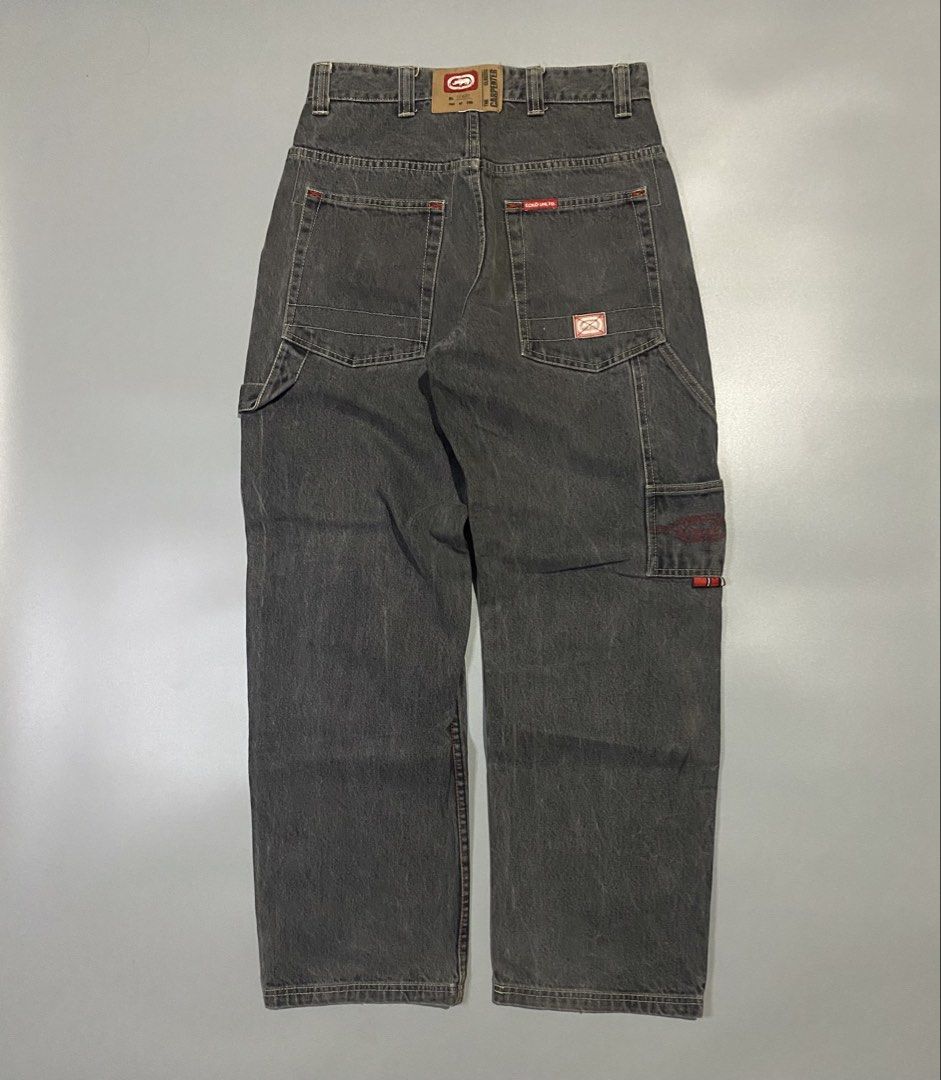 Y2K ECKO Carpenter Baggy Denim Jeans (Category: Jeans) located in Jamindan. Submitted by suecyyythrift (Listing ID 1464914209, Image 1). Description: Y2K ECKO Carpenter Baggy Denim Jeans 30-32 Waist 42 Length 9 Hem Excellent Condition No Flaws.