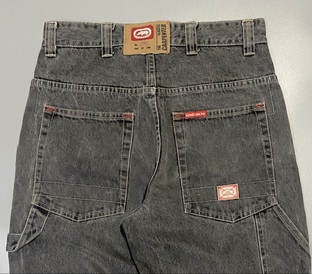 Y2K ECKO Carpenter Baggy Denim Jeans (Category: Jeans) located in Jamindan. Submitted by suecyyythrift (Listing ID 1464914209, Image 3). Description: Y2K ECKO Carpenter Baggy Denim Jeans 30-32 Waist 42 Length 9 Hem Excellent Condition No Flaws.
