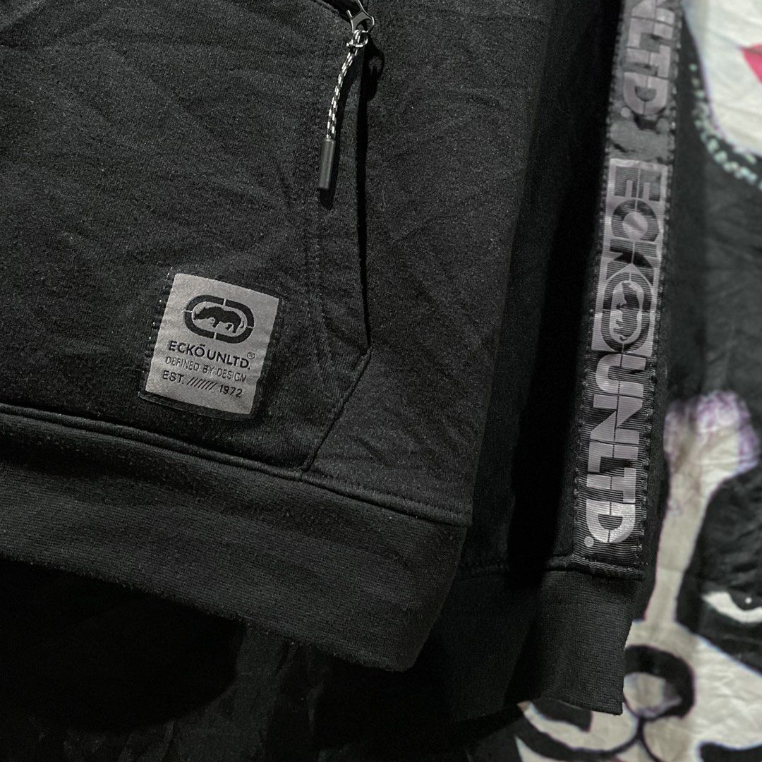 Y2K Ecko Unlimited Men's Hoodie (Category: Coats, Jackets and Outerwear) located in Pandi. Submitted by 28hundreds (Listing ID 1464870476, Image 3). Description: Y2K Ecko Unlimited Men’s Hoodie W 22 • L 27 (med to large) as new condition, authentic, no flaws, ecko text tape along the sleeves. see detailed pics to appreciate the piece thank you. - 780 +sf bulacan.