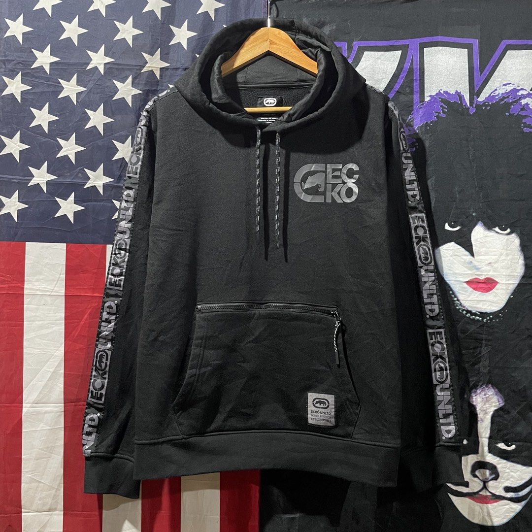 Y2K Ecko Unlimited Men's Hoodie (Category: Coats, Jackets and Outerwear) located in Pandi. Submitted by 28hundreds (Listing ID 1464870476, Image 1). Description: Y2K Ecko Unlimited Men’s Hoodie W 22 • L 27 (med to large) as new condition, authentic, no flaws, ecko text tape along the sleeves. see detailed pics to appreciate the piece thank you. - 780 +sf bulacan.