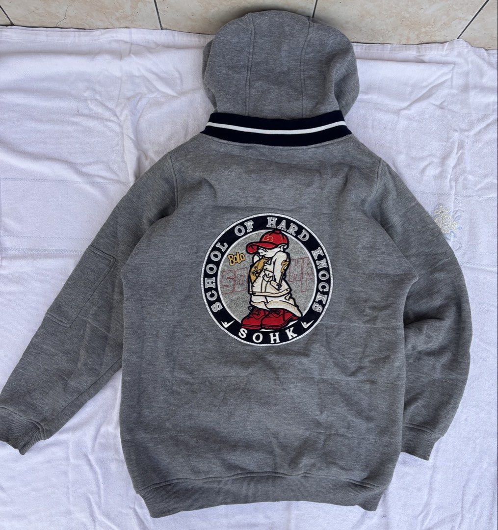 Y2k SOHK ZIP UP (Category: Coats, Jackets and Outerwear) located in Baguio. Submitted by cj_buswilan (Listing ID 1464891936, Image 2). Description: SCHOOL OF HARD KNOCKS Y2K Jacket vintage 29Lx25W Pristine condition Walang issue sa logo/embroid/print Ang issue wala lang stopper yung zipper pero functional does not affect condition 9/10 pa .