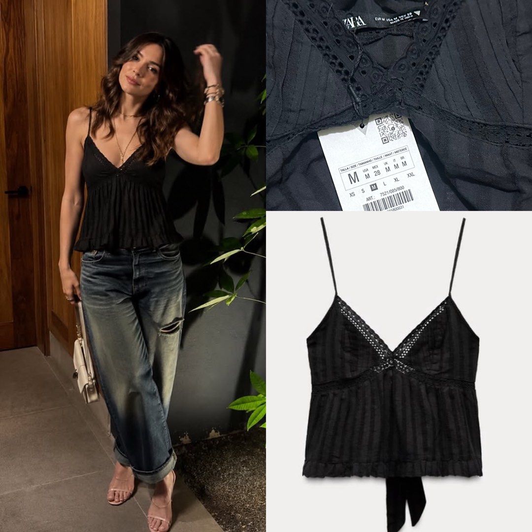 ZARA Black Eyelet Tie Back Top (Category: Others Tops) located in Manila. Submitted by ccollection_ (Listing ID 1464911861, Image 1). Description: .