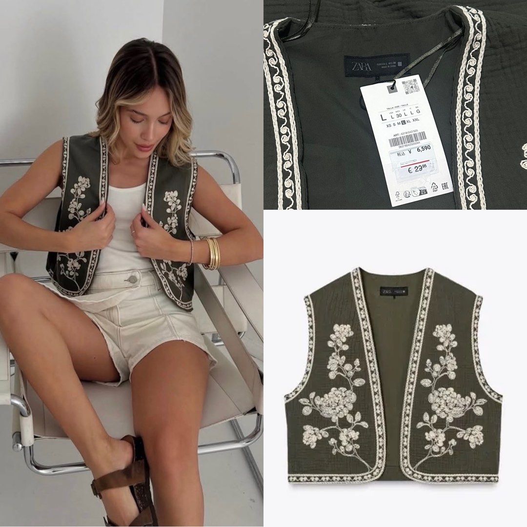 ZARA Embroidered Vest (Category: Others Tops) located in Manila. Submitted by ccollection_ (Listing ID 1464916506, Image 1). Description: .