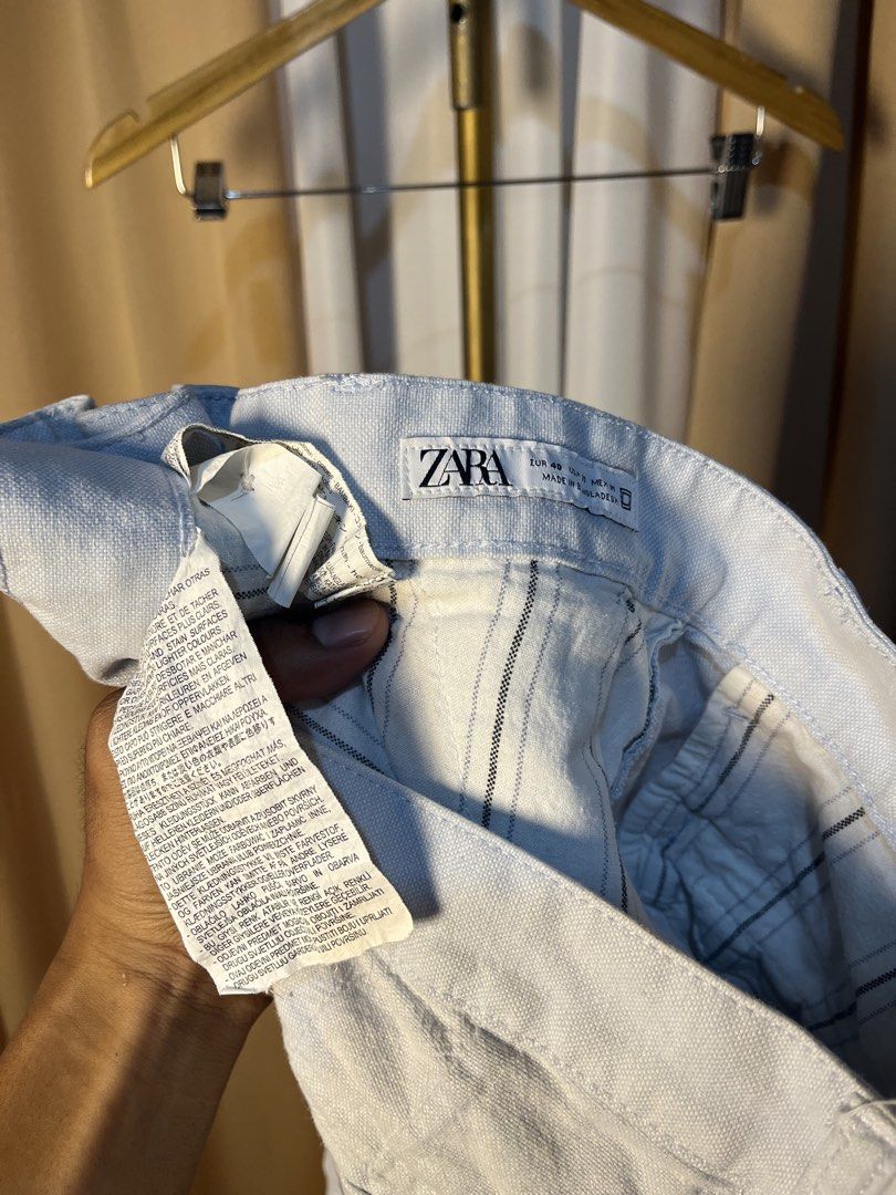 Zara Men Light Blue Shorts EUR 40 (Category: Shorts) located in Kidapawan. Submitted by azythrift (Listing ID 1464915821, Image 3). Description: - Brand: Zara - Size: EUR 40 - Color: Light blue - Style: Casual with front button closure and pockets - Details: Cute striped inner lining - Condition: Clean and ready to wear.