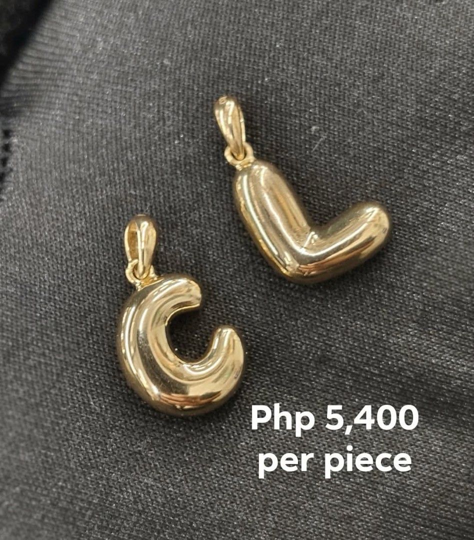 18K Gold Bubble Letter Pendants - Various Letters Available (Category: Charms) located in Manila. Submitted by affordagold (Listing ID 1459356397, Image 1). Description: 18K Gold Bubble Letter Pendants Electroform Pendants .