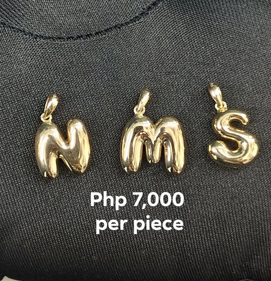 18K Gold Bubble Letter Pendants - Various Letters Available (Category: Charms) located in Manila. Submitted by affordagold (Listing ID 1459356397, Image 2). Description: 18K Gold Bubble Letter Pendants Electroform Pendants .