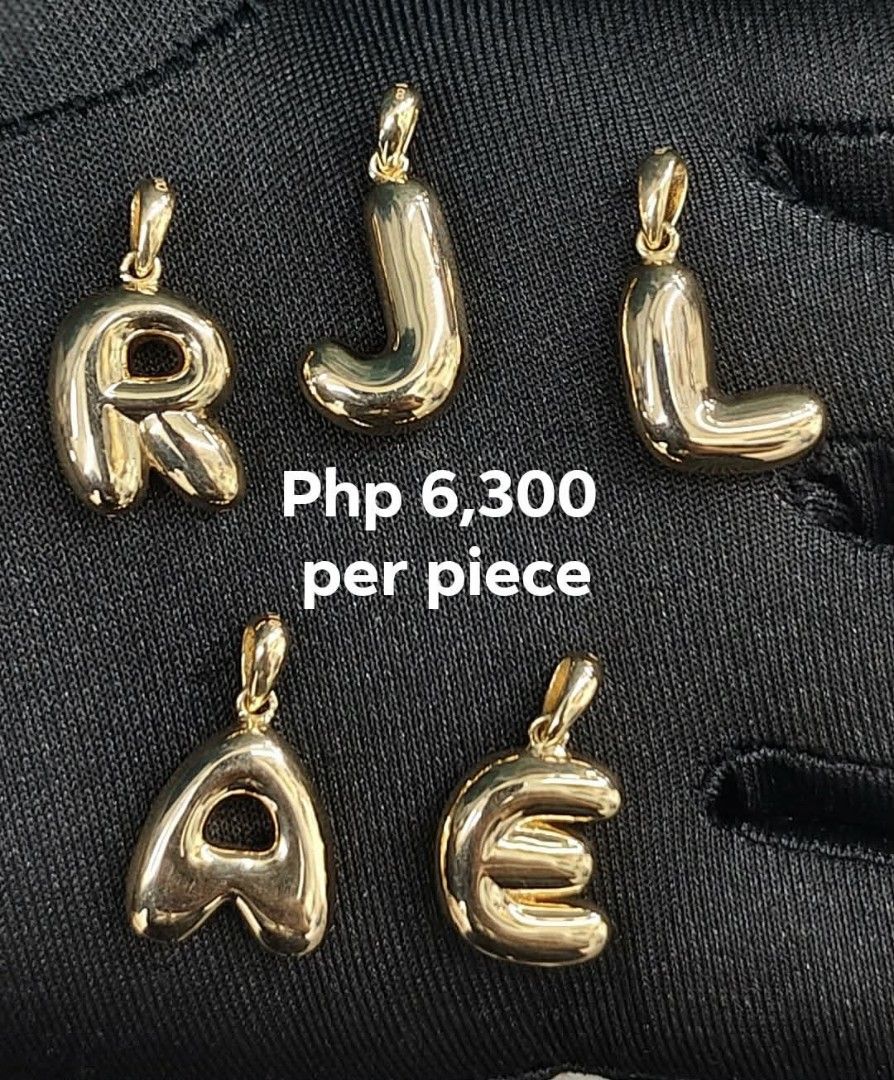 18K Gold Bubble Letter Pendants - Various Letters Available (Category: Charms) located in Manila. Submitted by affordagold (Listing ID 1459356397, Image 3). Description: 18K Gold Bubble Letter Pendants Electroform Pendants .