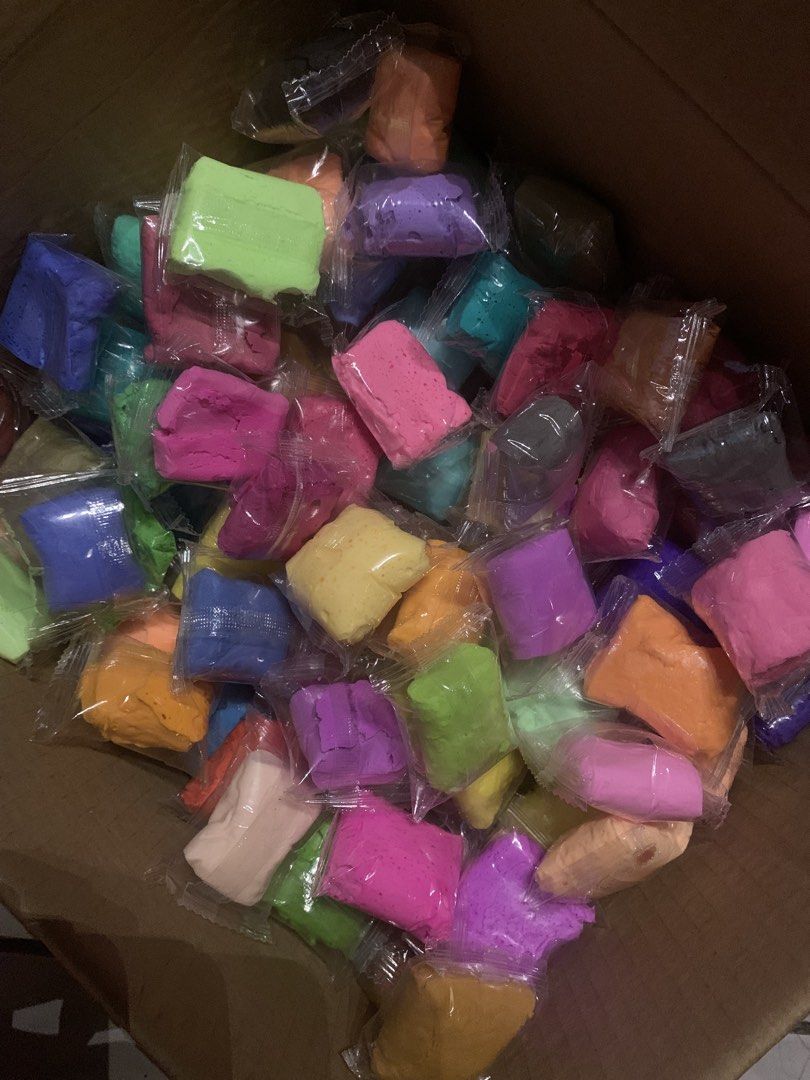 80+ pieces AIRDRY CLAY (Assorted Colors) with Cutting Tools (Category: Craft Supplies & Tools) located in Manila. Submitted by love_lili11 (Listing ID 1459306255, Image 3). Description: - Assorted bright colors of modeling clay - Individually wrapped packs - Includes small pink sculpting tools - Ideal for kids' crafts and party favors - Great for group activities.