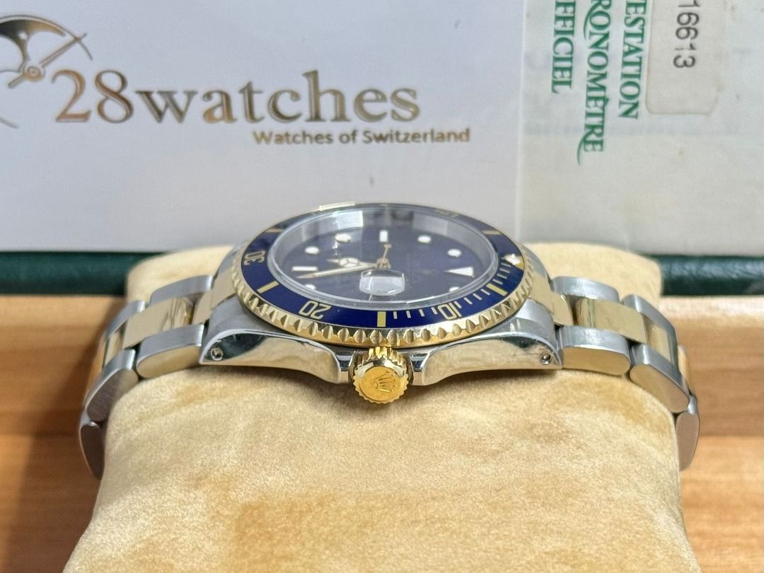 二手 Rolex Submariner Date 116613LB Full Set, 二手, 停產, 11格, T25面, U頭 - 28watches （分類：手錶）位於 Hong Kong。 由 28watches 提交（商品編號 1459390313，圖片 2）。簡介： 系列 : Submariner Date 型號 : 116613LB 直徑 : 40mm 購買日期 : 1998年 ✔ 90% New ✔ Full Set ✔ 二手 ✔ 停產 ✔ 11格 ✔ T25面 ✔ U頭 現金價 : HK$81,800 AE分期 ▸ HK$7,089 x 12月 東亞信用咭分期 ▸ HK$3,664 x 24月 匯豐/恆生/渣打/Mox/星展信用咭分期 ▸ HK$2,522 x 36月 ♻ 歡迎換錶 Trade-in ☎ 詳情請致電 +852 6128 2828 查詢 ☎ 微信: watcheshk ☎ 小紅書: 28Watches ☎ IG: 28watches 如欲瀏覽更多新錶資訊，