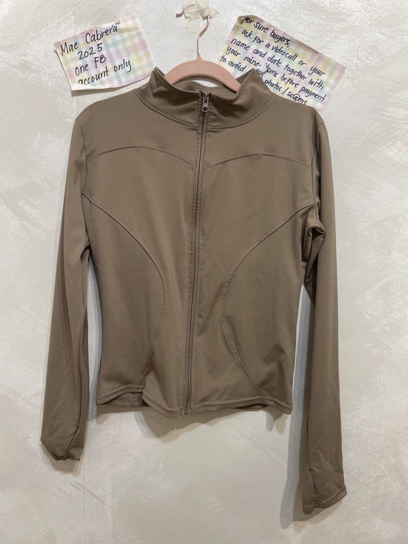 ACTIVE WEAR JACKET BROWN (Category: Activewear) located in Paranaque City. Submitted by maemae30 (Listing ID 1459381509, Image 1). Description: Active Wear Jacket from t!ktOk Used once only Size: small to med Price: 150 (fixed) Note: no when worn photo Selling low for faster disposal Location: paranaque Ship: via lalamove, jnt (for items up to large pouch) or pick up.