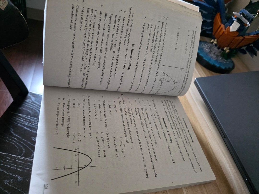 Advance with Math K12 Worktext in Mathematics Grade 9 (Category: Textbooks) located in Santo Tomas. Submitted by kendra_04 (Listing ID 1459349253, Image 3). Description: - Grade 9 Advanced Math K12 Worktext - Covers Quadratic Functions and Inequalities - Some pages contain handwritten notes and answers - Ideal for review or supplementary learning.