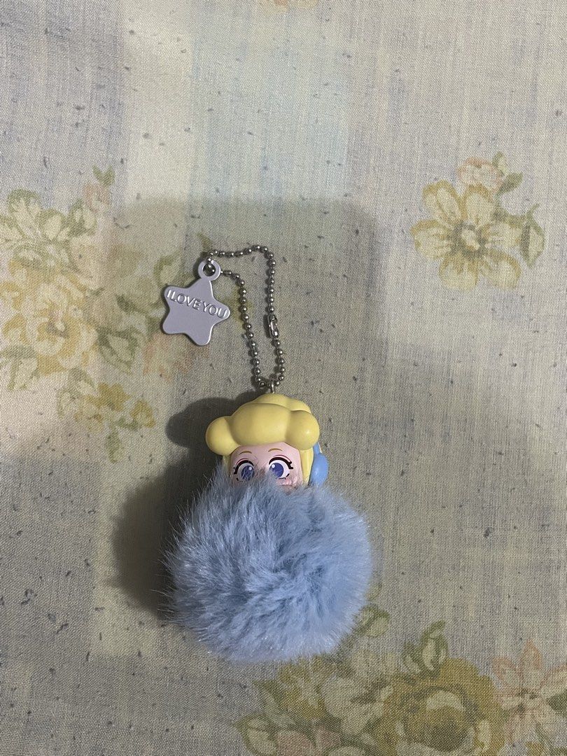 Authentic Disney Cinderella Plush Ball Keychain (Category: Plushies & Soft Toys) located in Manila. Submitted by prelovedpicksph (Listing ID 1459471975, Image 2). Description: — in good condition, minimal flaw — flaw includes dents in the box, no flaws in the keychain itself — bought from Miniso.