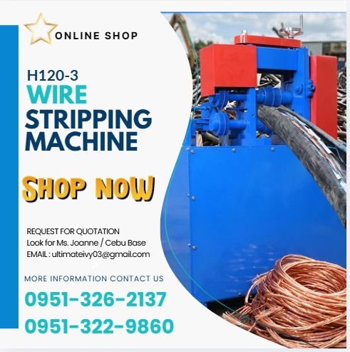 Automatic Wire Cutting And Stripping Machine (Category: Home Improvement Tools & Accessories) located in Caloocan City. Submitted by vedadacian34812 (Listing ID 1459386522, Image 1). Description: Stripping diameter : 10-120mm Motor : 3kw(Geared Motor) Number of Holes : 2 (adjustable holes) Number of Blades : 4 Round Blades Dimensions : L760*W470*H1300(mm)/L29.9*W18.5*H51.2(inch) Weight : 223kg Daily Input : 800-2000kg Voltage : 220V/380V (customi