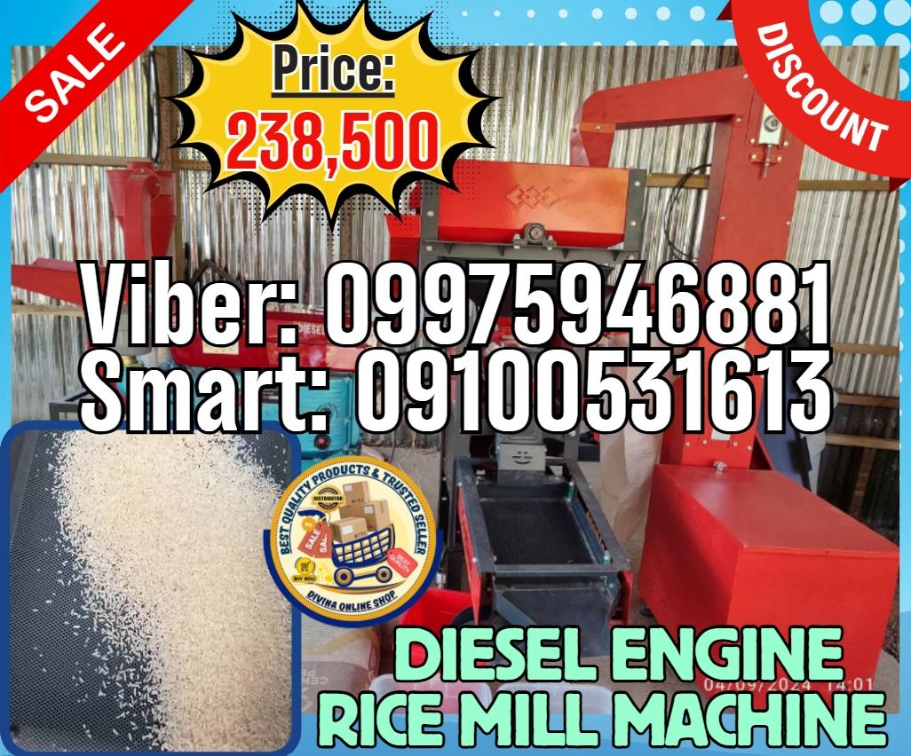 Backbone Machinery High Capacity Rice Mill Machine BB-N70D PM+ELEVATOR With 16HP diesel Engine (Category: Other Home Appliances) located in Manila. Submitted by shantalita.shaine (Listing ID 1459355046, Image 1). Description: 🔥Diesel Engine Rice Mill Machine Price: 238,500 Model No: BB-N70D PM + Elevator Capacity: 450kg-600kg/hour Power require: 16hp Voltage: none Packing size Machine: 820*830*1570mm Engine: 770*440*720mm (145kg) Gross weight: 1