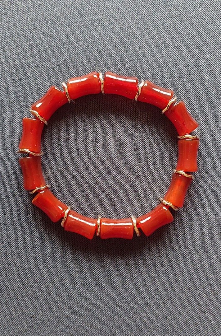 Bamboo Carnelian Bracelet (Category: Bracelets) located in Gapan. Submitted by purseofjune (Listing ID 1459373459, Image 2). Description: 15cm wrist size, for small wrist.