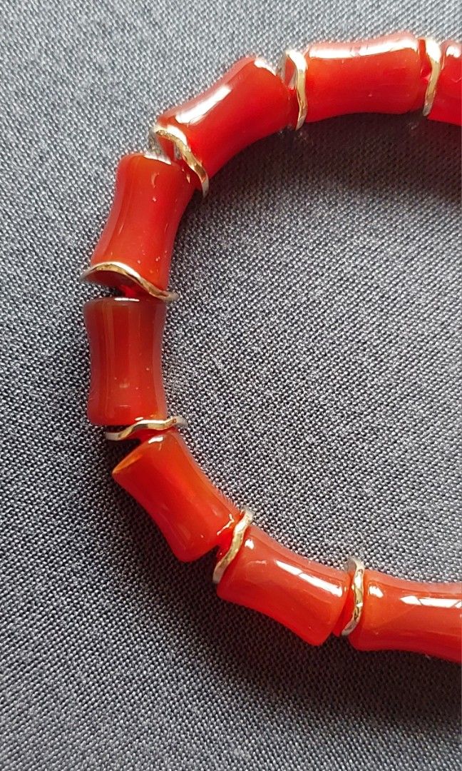 Bamboo Carnelian Bracelet (Category: Bracelets) located in Gapan. Submitted by purseofjune (Listing ID 1459373459, Image 3). Description: 15cm wrist size, for small wrist.
