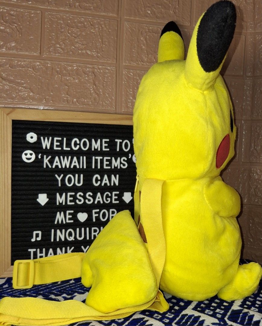 Banpresto 2018 Pokemon Pikachu Backpack Plush Toy (Category: Plushies & Soft Toys) located in Bulacan. Submitted by kawaii_items_stuffed_toys (Listing ID 1459479121, Image 2). Description: Brand new From japan box Banpresto 2018 Pokemon Pikachu Backpack Height 18inches/46cm Just message me if you ever want to see more pictures of the item, I'm more than glad to assist you. 📌Location: San Jose Del Monte Bulacan, Philippines 🛵Shipping: Flash/Lala