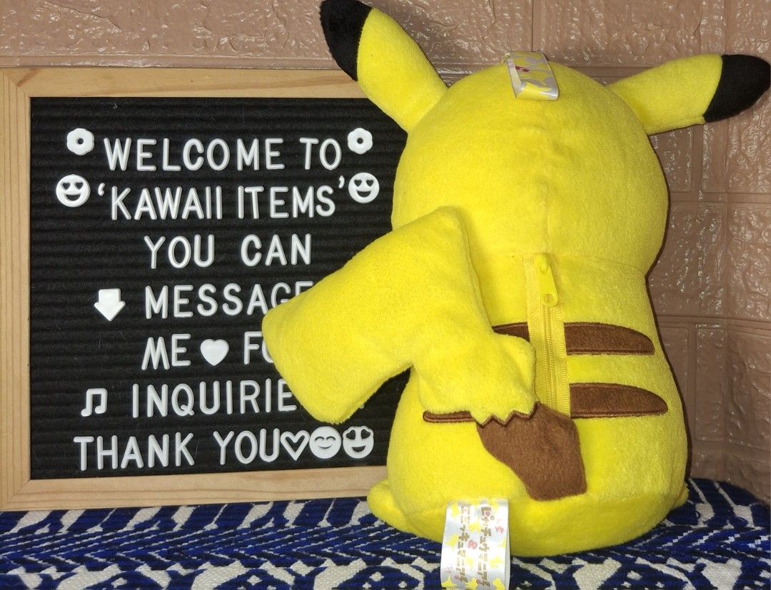 Banpresto Pokemon Pikachu Plush Toy (Category: Plushies & Soft Toys) located in Bulacan. Submitted by kawaii_items_stuffed_toys (Listing ID 1459478849, Image 3). Description: Brand new From japan box Banpresto Pokemon Pikachu With Zipper On The Back Height 13inches/33cm Just message me if you ever want to see more pictures of the item, I'm more than glad to assist you. 📌Location: San Jose Del Monte Bulacan, Philippines 🛵Shipping: Flash/Lalamove
