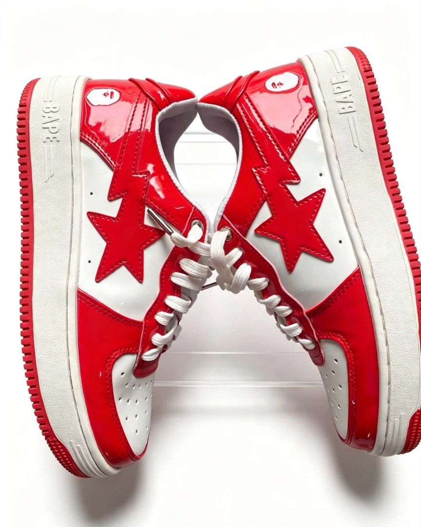 Bape sta shoes (Category: Dress Shoes) located in Quezon City. Submitted by e.z_thrifts (Listing ID 1459420041, Image 2). Description: 🔥 BAPE STA — RED 🔥 📌 SIZE 41 📌 USED ONCE 📌 9/10 CONDITION 📌 FRESH & CLEAN 📩 DM FOR PRICE & INQUIRIES 🚚 SHIPPING / MEETUP AVAILABLE.