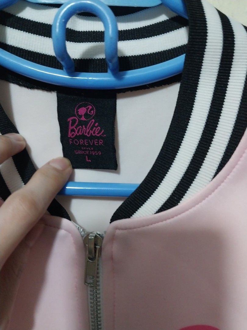 Barbie Forever Pink Palm Tree Bomber Jacket Size L (Category: Coats, Jackets and Outerwear) located in Manila. Submitted by PrinceDani.Clothing (Listing ID 1459340268, Image 3). Description: barbie pink bomber jacket large 20in width 21in length excellent condition .