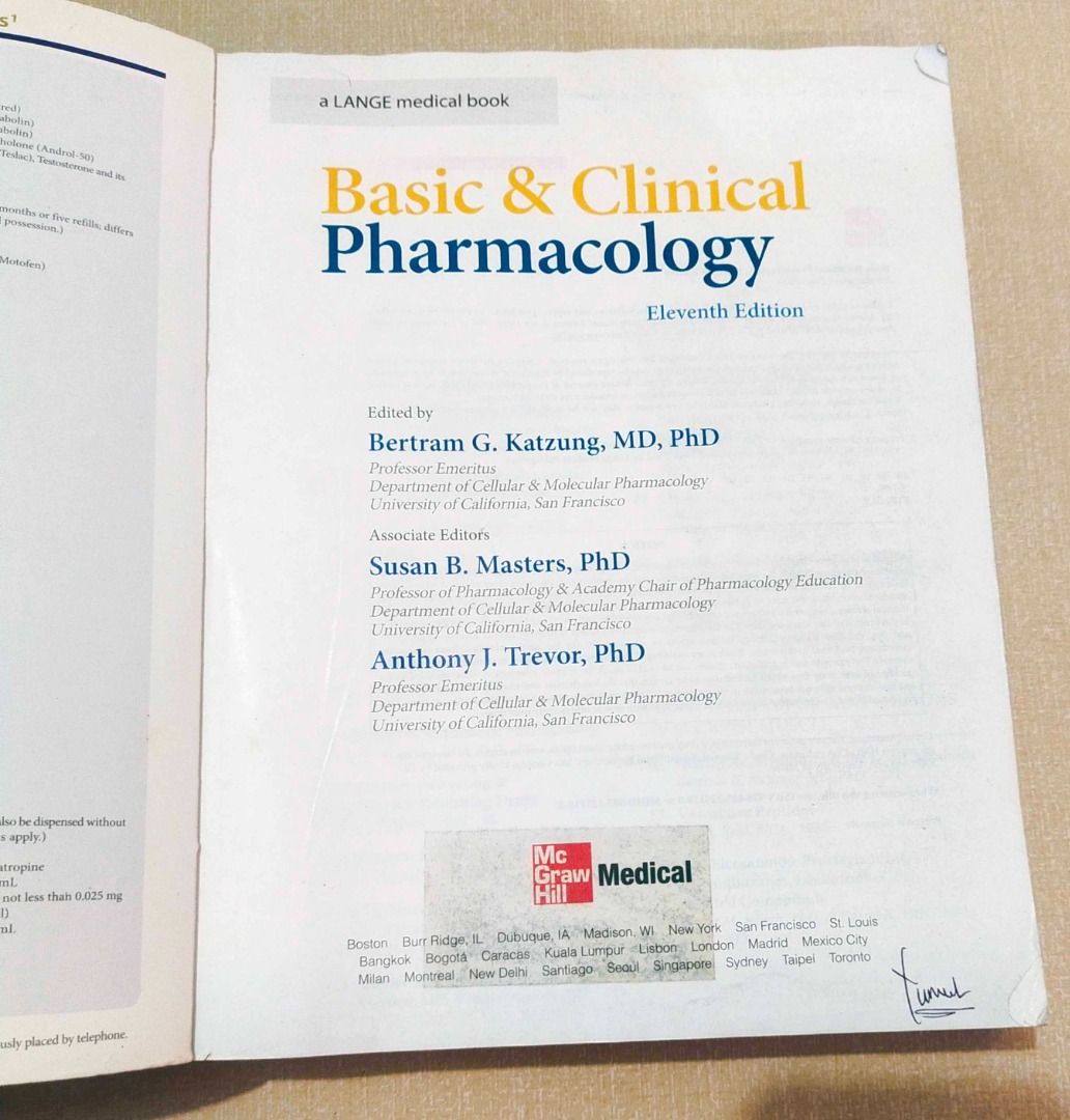 Basic and Clinical Pharmacology 11th International Edition (Category: Textbooks) located in Paranaque City. Submitted by leejay.vidal (Listing ID 1459308686, Image 3). Description: Note: Please read first before inquiring Hindi na ako magrereply kung nandito na ang sagot sa details ng ad. Basic and Clinical Pharmacology 11th International Edition Bertram Katzun Susan Masters Anthony Trevor Still in good condition. Complete ang pages May ilang hig
