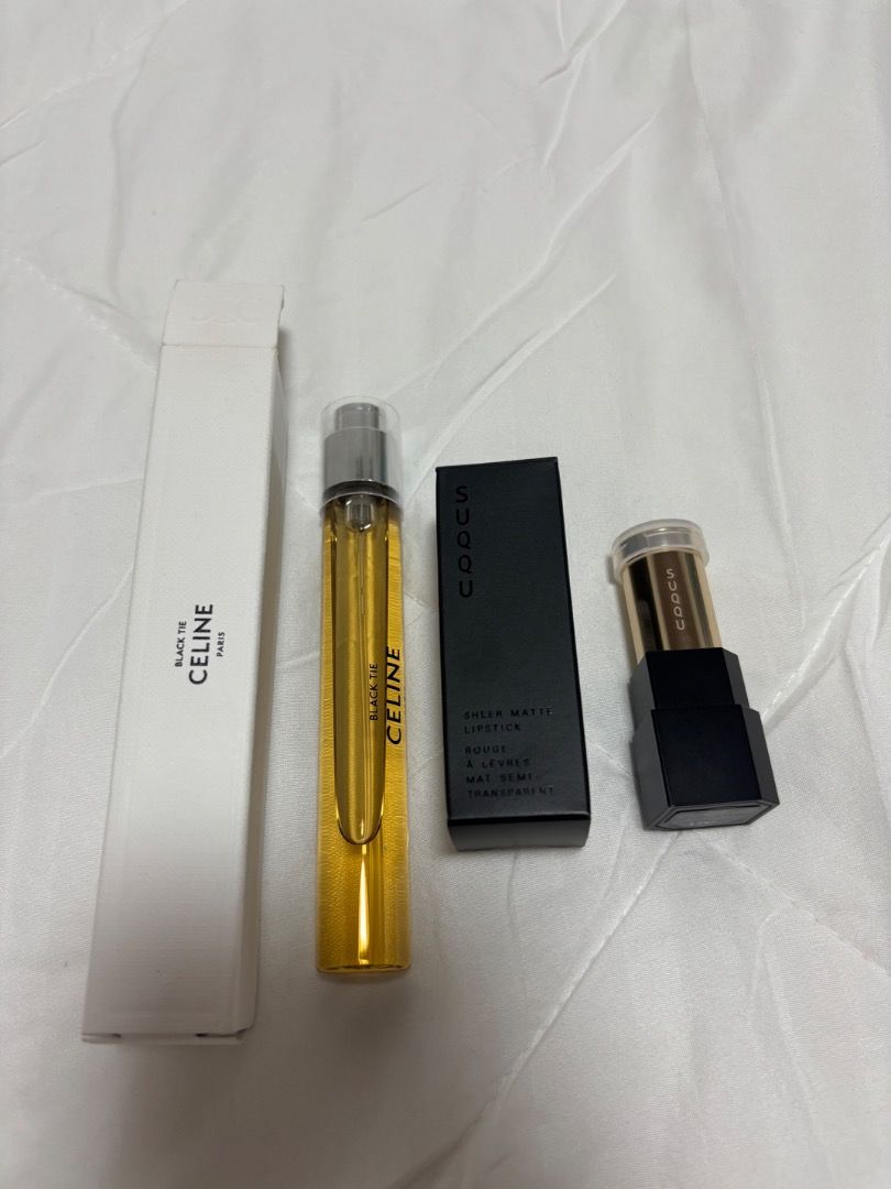 Black tie& SUQQO LIPSTICK (Category: Fragrance & Deodorants) located in Quezon City. Submitted by yang0603_turtle (Listing ID 1459445384, Image 1). Description: P1 STEAL PRICE! CELIN3 + SUKKU BUNDLE - 4399 DECLUTTERING! 💯 Authe with box Black Tie 15ml Travel Spray - (SRP 7k+) SuqU Sheer Matte Lipstick - Japan luxury lippie (SRP 2.5k) Brand new, no issue. Quezon City 📍.