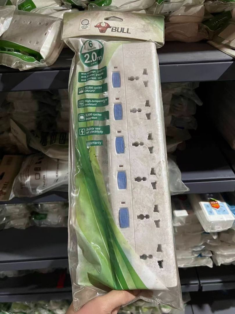 Bull safety socket extension 3/4/6 socket (sale) (Category: Electrical, Adaptors & Sockets) located in Paranaque City. Submitted by pilipinashop (Listing ID 1441711925, Image 2). Description: Brand new Sale 3 socket 2m - srp 300 sale: 200 3 socket 5m - srp 350 sale: 250 4 socket 1.5m - srp 370 sale: 270 4 socket 3m - srp 470 sale: 370 4 socket 2m with 2 usb ports - srp 907 sale: 750 6 socket 2m - srp 570 sale: 470 6 socket 3m - srp 830 sale: 700 
