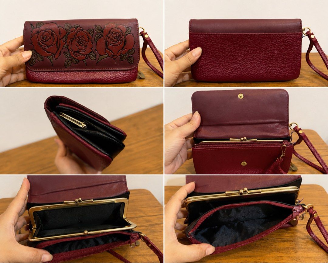 burgundy leather wristlet wallet (Category: Wallets & Card holders) located in San Fernando. Submitted by japansurpluselyu (Listing ID 1459342059, Image 1). Description: .