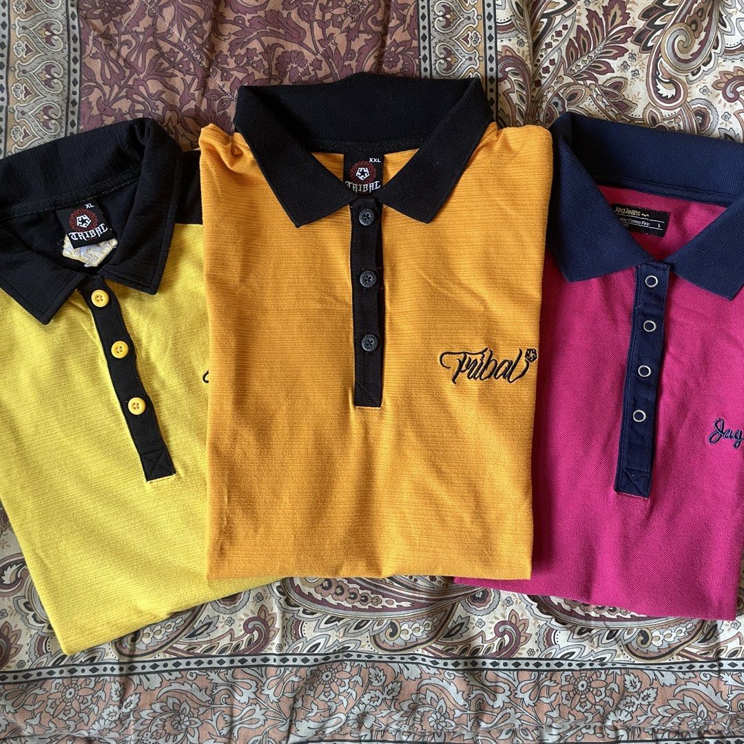 BUY 3 SHIRT (WILL HAVE A 100PHP DISCOUNT) (Category: Shirts) located in Labo. Submitted by your_angelaban (Listing ID 1459360455, Image 3). Description: Original Prices: Orange Tribal Polo Shirt:250 (XXL) Yellow Tribal Polo Shirt:250 (XL) Pink Jag Polo Shirt:200 (L) .