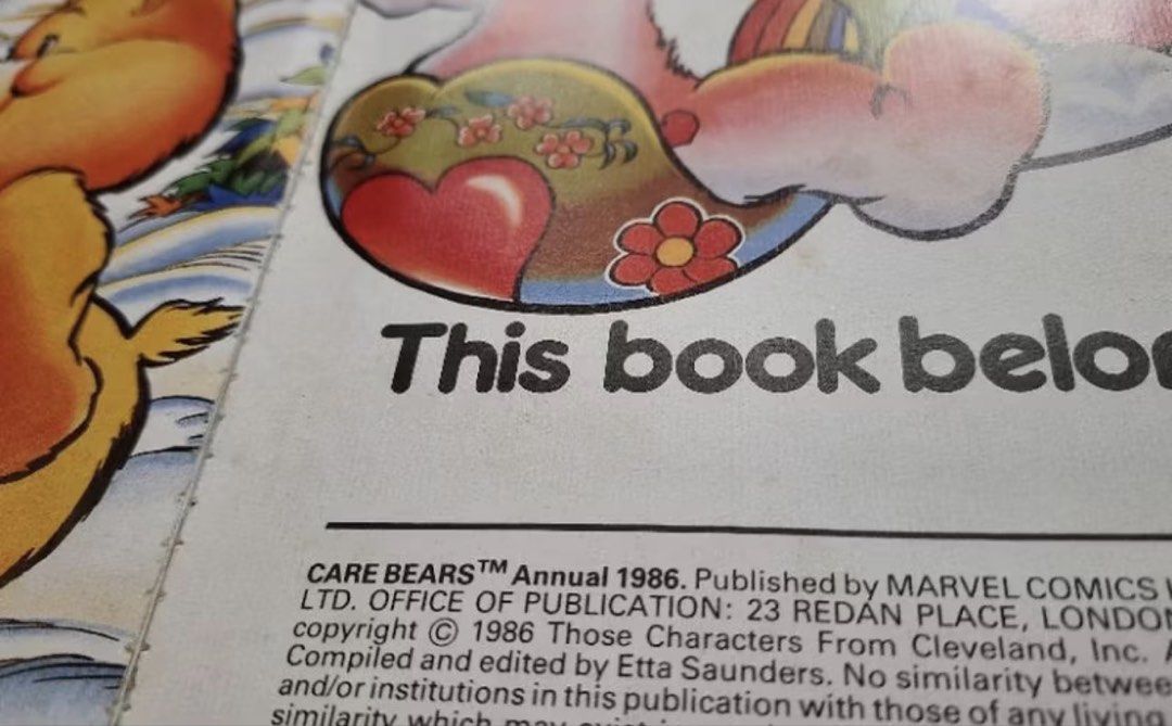 Care Bears Annual 1986 Marvel Comics Book (Category: Comics & Manga) located in Quezon City. Submitted by turpentinechaser (Listing ID 1459349111, Image 3). Description: - 1986 Care Bears Annual - Published by Marvel Comics Ltd. - Features classic Care Bears artwork - Fun for Care Bears fans - Great for vintage book and memorabilia collectors.