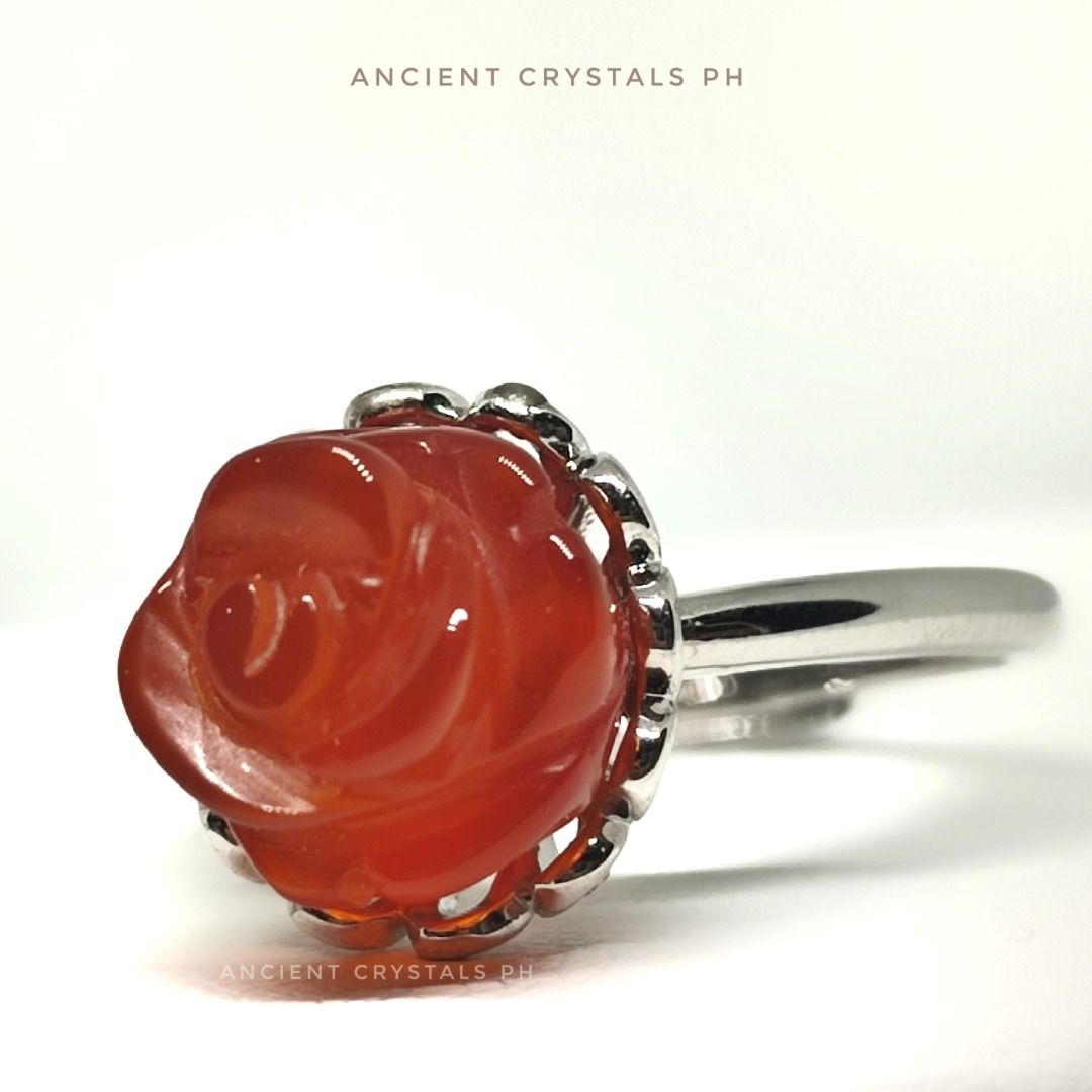 Carnelian Ring (Flower Carving) ~ “Flora” 🧡 (Category: Rings) located in Makati City. Submitted by ancientph (Listing ID 1459462040, Image 3). Description: Carnelian Ring (Flower Carving) ~ “Flora” 🧡 From the Power Within Collection Good for: -Sparks creativity -Boosts courage -Ignites passion -Enhances vitality °•°•°•°•°• Type: Adjustable ring from size 4-8 Material: silver plated alloy Color: silver Price: 330 Mode of Payment: Gcash, Maribank
