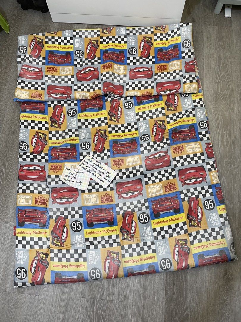 CARS BEDDINGS (Category: Bedding & Towels) located in Paranaque City. Submitted by maemae30 (Listing ID 1459451843, Image 1). Description: Cars beddings (makapal /malaki) Used / with discoloration Size: single Price: 250 Location: paranaque Ship: via lalamove, or pick up Mop: via gcash, bpi.