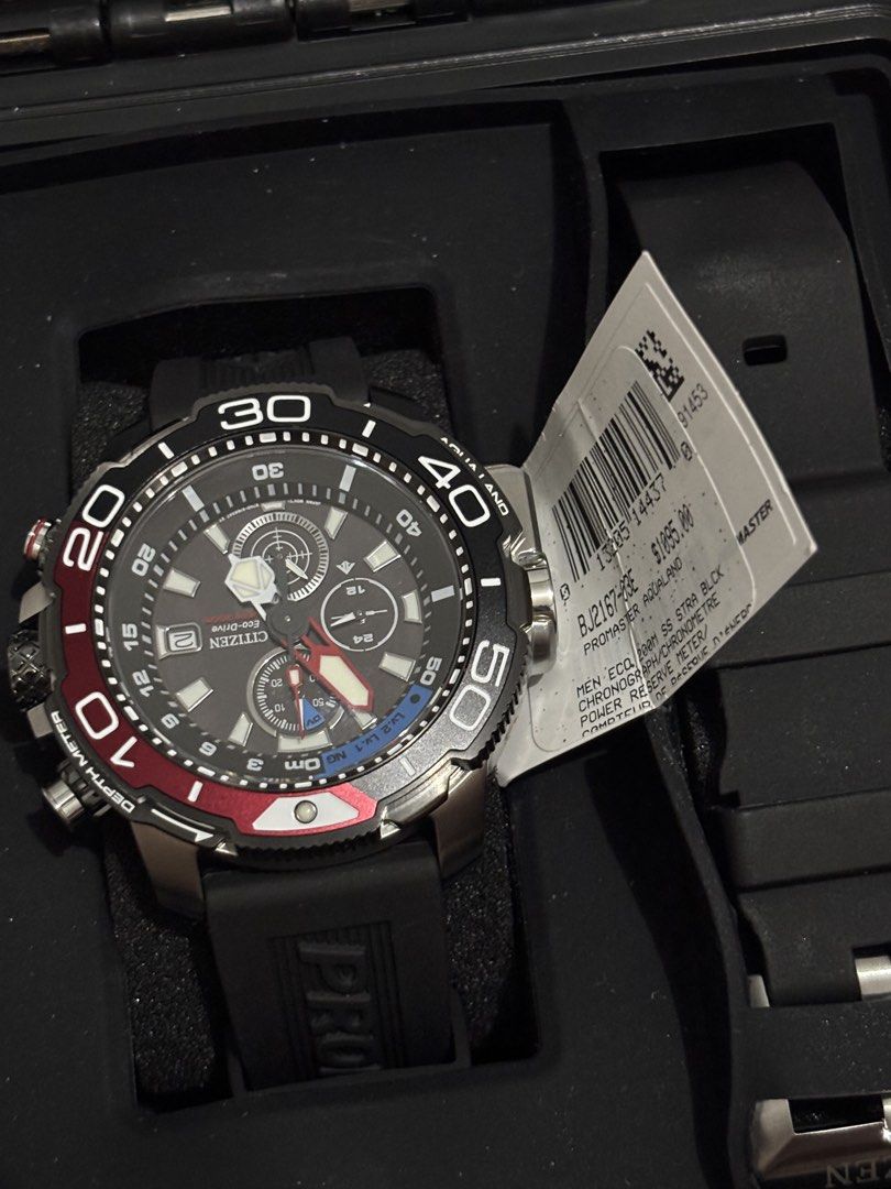 Citizen Promaster Aqualand Eco-Drive Chronograph. (Category: Luxury Watches) located in Las Pinas. Submitted by justg (Listing ID 1459444327, Image 2). Description: Model Reference: BJ2167-03E Movement: Eco-Drive Solar Quartz (Caliber B740) Case Diameter: 46 mm Water Resistance: 200 meters / 20 BAR Strap: Black Polyurethane.