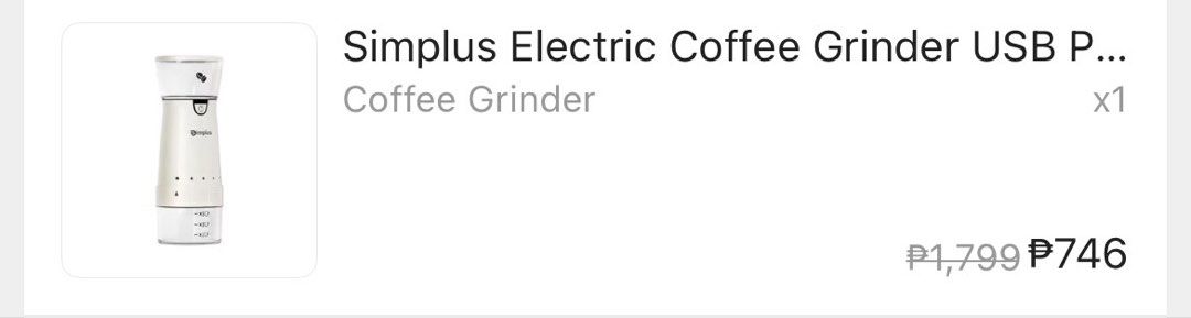 Coffee Grinder (Category: Coffee Machines & Makers) located in Lapu Lapu. Submitted by melrecommends (Listing ID 1459479846, Image 3). Description: Brand: Simplus Bought this in 🍊app for 700+ Type-C usb Charger needed No Charger included RFS: Decluttering.