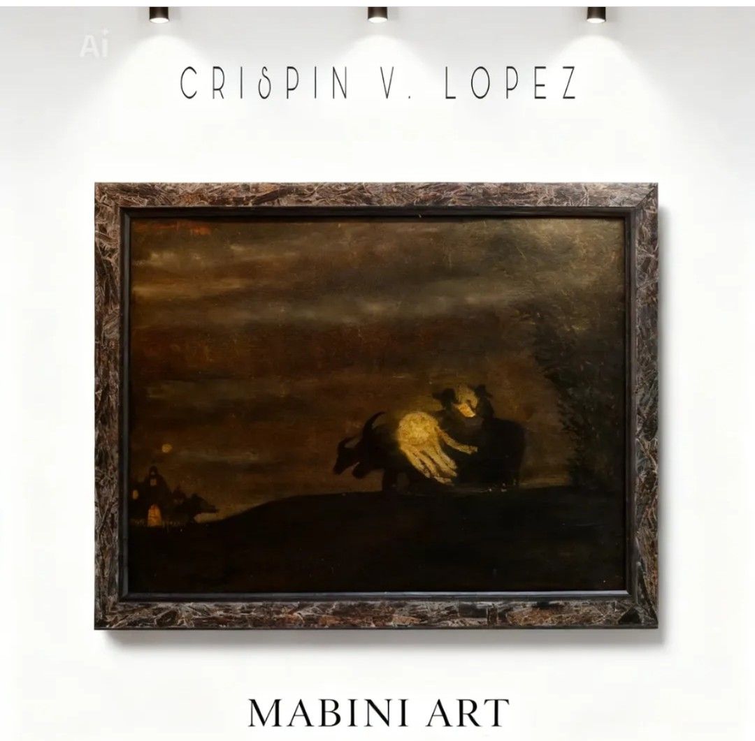 Crispin V. Lopez(Mabini Artist -1981 ) (Category: Luxury Accessories) located in Quezon City. Submitted by kt_exchange (Listing ID 1459293536, Image 2). Description: Crispin V. Lopez(Mabini Artist -1981 “Misa de Gallo” A deeply atmospheric depiction of a cherished Filipino tradition, this work by Crispin V. Lopez captures the quiet drama of Misa de Gallo—figures gathering in the early dawn, guided by soft light across a shadowed landscape. The si