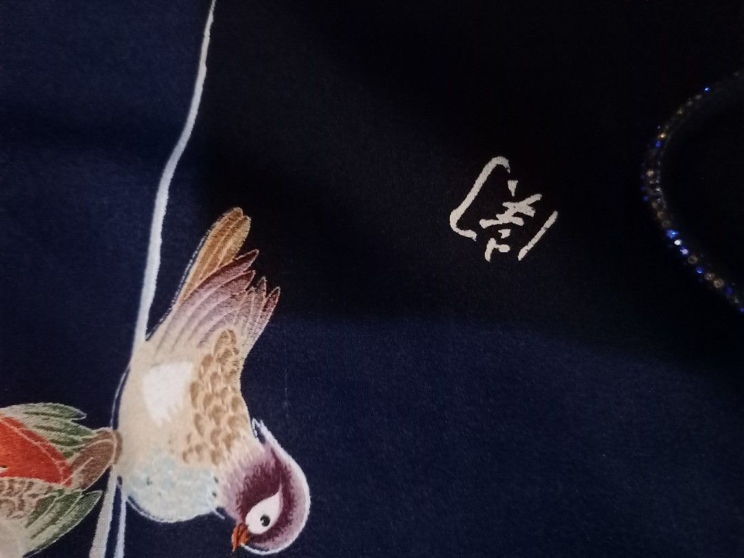 Dark Blue Fabric with Mandarin Ducks and Waves Pattern (Category: Coats, Jackets and Outerwear) located in Manila. Submitted by crustynico23 (Listing ID 1459317423, Image 2). Description: - Dark blue fabric with a stunning mandarin duck and flowing wave pattern. - Intricate and eye-catching design. - Feels like good quality material. - Ideal for crafting, sewing projects, or decorative use. - Approximate measurements: [insert measurements here if
