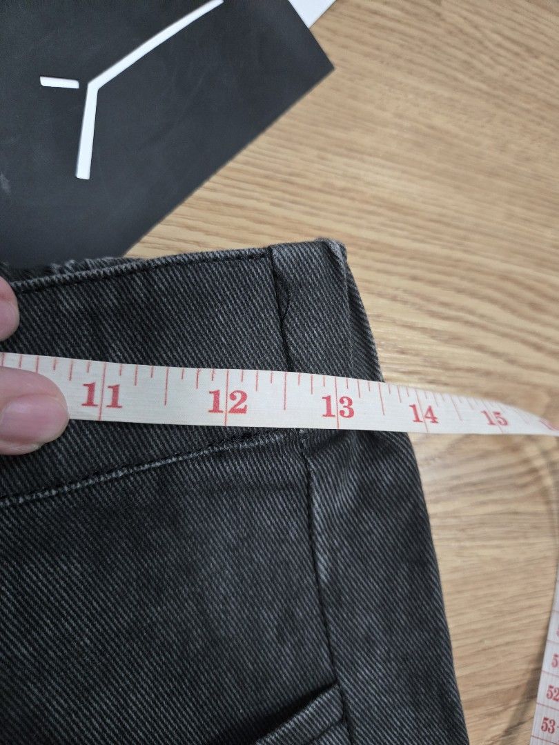 Dark gray barrel pants (Category: Jeans) located in Quezon City. Submitted by jen_4kids (Listing ID 1459432824, Image 2). Description: Black/dark gray stylish barrel pants Free size. Measurements posted Back garterized + 1.5in Length 38.5 super stylish.