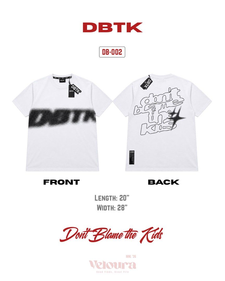 DBTK TOPGRADE (Category: Tshirts & Polo Shirts ) located in Manila. Submitted by velo.uramnl (Listing ID 1459413022, Image 1). Description: 𝗗𝗕𝗧𝗞 available for retail and bundles ₱380 retail ₱350 min of 5 — cotton fabric — high quality print — thick fabric — with individual pouch and tags comment "mine + code".