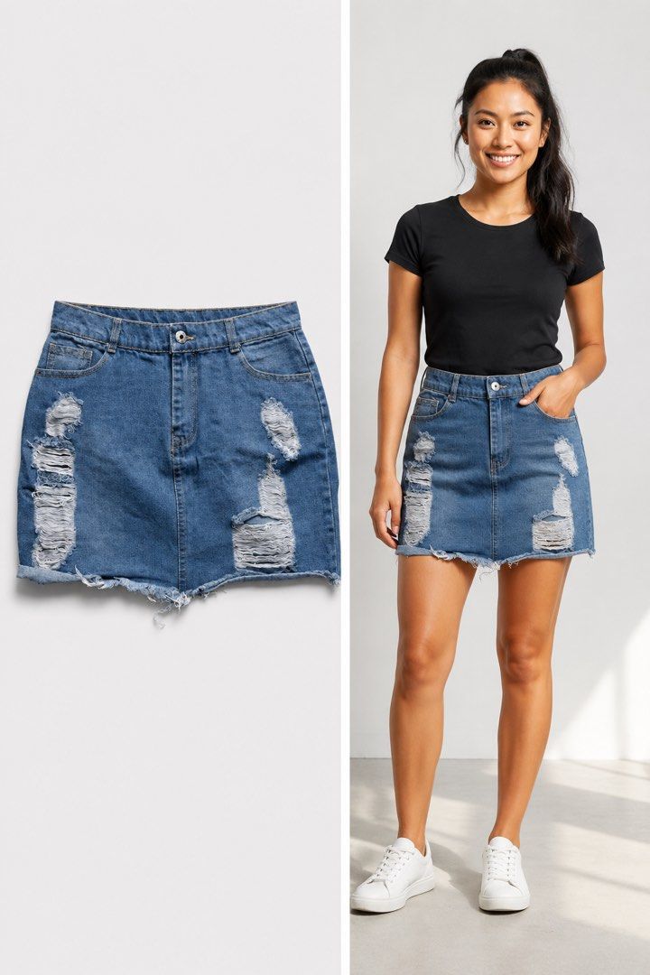 Denim Ripped Skirt (Category: Skirts) located in Quezon City. Submitted by lynylynn (Listing ID 1459433952, Image 1). Description: .